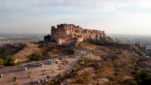 Aerial of Mehrangarh Fort in Jodhpur, Rajasthan, India