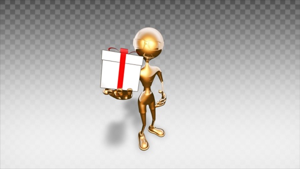 Gold 3D Man - Cartoon Show Present alt