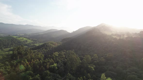 Large green forests and extensive hilly nature in Valles Pasiegos in the Spanish province of Cantabr