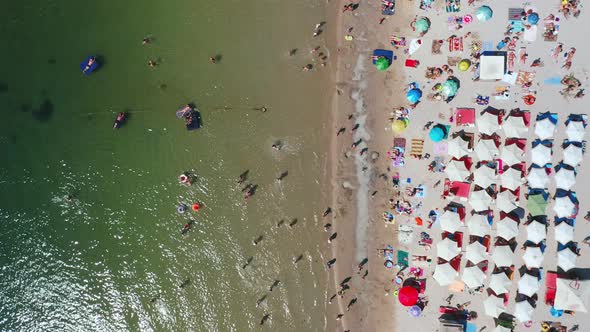 Aerial View of the Beach on a Hot Summer Day