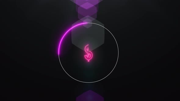Dollar Sign Glowing Neon Latter Pink Purple Colorful Background