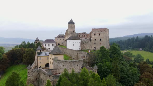 Aerial view of the castle in Stara Lubovna, Slovakia