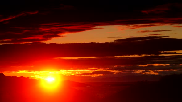 Dark Clouds over Sea at Sunrise. Timelapse