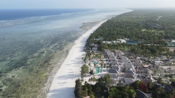 Zanzibar Tanzania  Aerial View of the Ocean Near the Shore of the Island Slow Motion