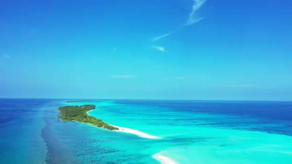 Aerial abstract of marine coastline beach time by blue water with white sand background of journey b