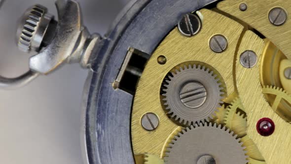 Vintage Watch Movement. Close Up.