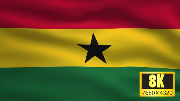 8K Ghana Windy Flag Background