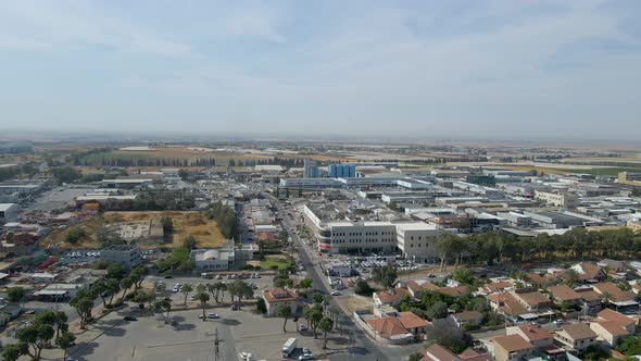 Aerial Drone of The Entrance To Netivot City At The Morning