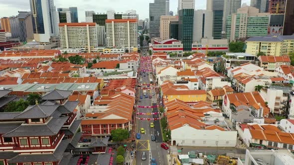 Chinatown Skyline in the Morning Showing a Mix of Traditional Shophouses