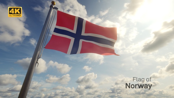 Norway Flag on a Flagpole - 4K