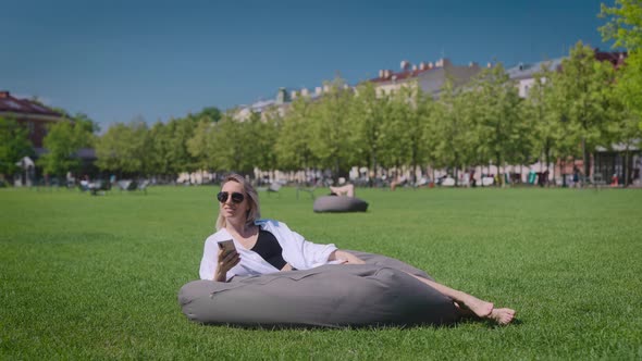 Nice Blonde in the City Park