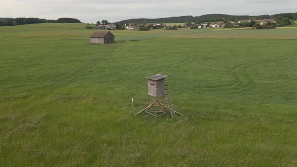 Wooden watchtower for animal hunters