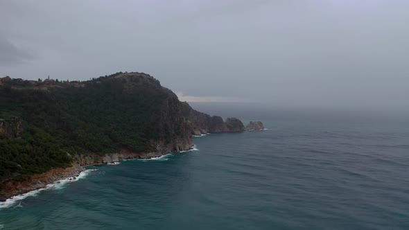 Storm at Sea Filmed on a Drone Alanya Turkey 4 K