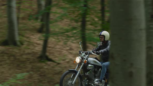 Motorcycle ride on empty road