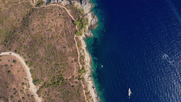 Drone Over Coastline And Road Of Cap De Creus