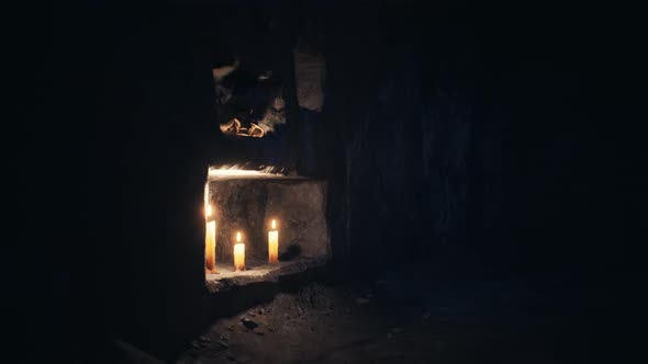 Old Dark Catacombs with Candles