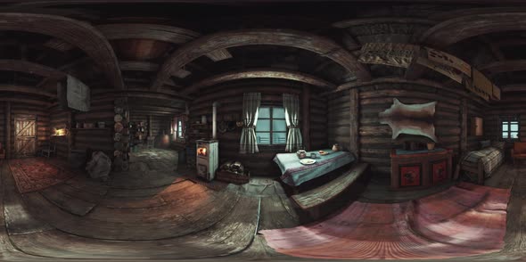 VR360 View of Old Log Home Interior