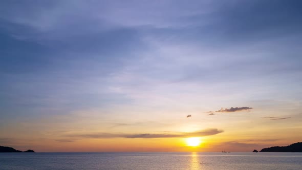 TimeLapse nature motion clouds Beautiful Light sunset sky clouds over sea.Scenery Sky