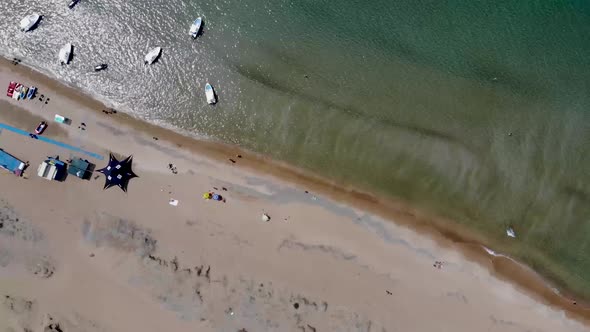 Aerial footage of the Agios Georgios Beach at St George South in Corfu Greece