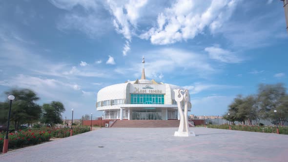 Palace of Marriage in Aktau Timelapse Hyperlapse. Kazakhstan.