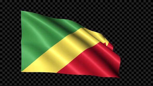 Congo Republic Flag Blowing In The Wind