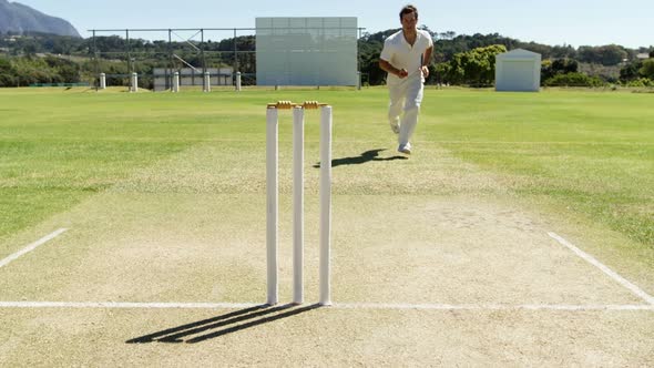 Bowler delivering ball during practice session