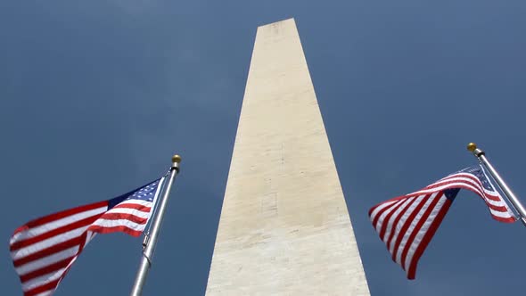 Washington Monument and flags