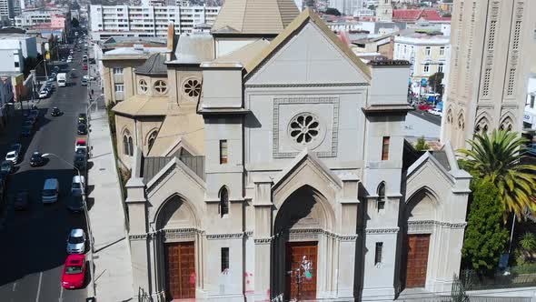 Cathedral of Valparaiso, Chile, Church, Temple (aerial view, drone footage)