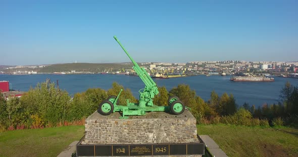 Memorial of War, Murmansk. Russia. Aerial