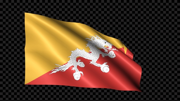 Bhutan Flag Blowing In The Wind