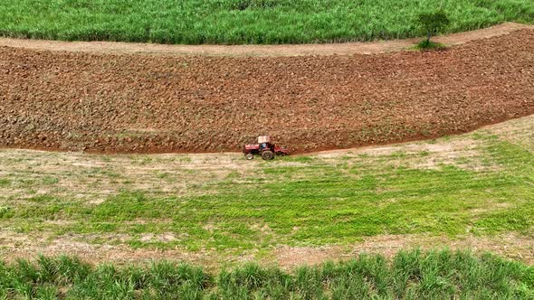 Countryside rural landscape aerial view. Preparing for cultivation.