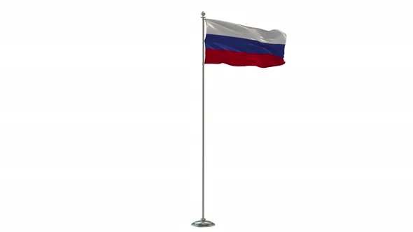 Russia   loop 3D Illustration Of The Waving Flag On Long  Pole With Alpha