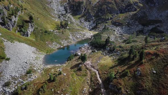 Aerial of Lake Spiegelsee Austria