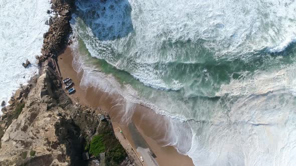 Waves on the shoreline of an Atlantic Ocean beach.