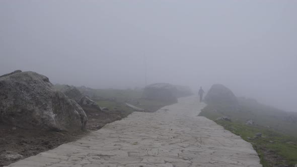 Fog at Himalayan Hills on the Way of Kedarnath Trek