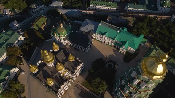 Beautiful View of Pechersk Lavra Ancient Monastery in Kyiv Ukraine Landmark