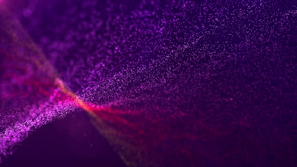 Pink Fractal Wave of Particles Motion Background