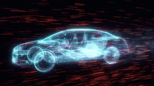 Sedan Car Running With Particles Hd