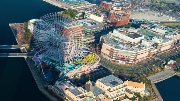 time lapse of Yokohama harbor at Minato Mirai waterfront district, Japan