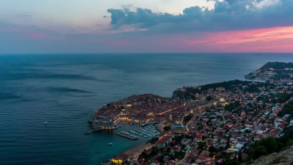 Aerial View Time Lapse of Dubrovnik Croatia