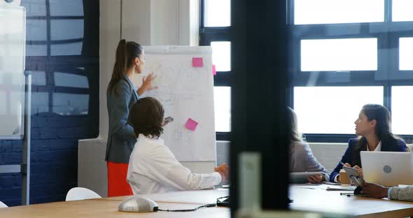 Business executives applauding a colleague after presentation