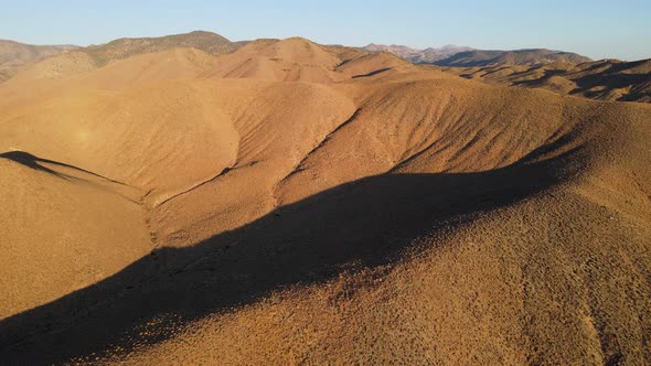 Aerial shot of some remote desert mountains in California