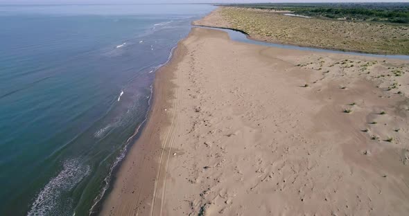 Birds Eye View of a Virgin Sandy Beach on the Adriatic Sea