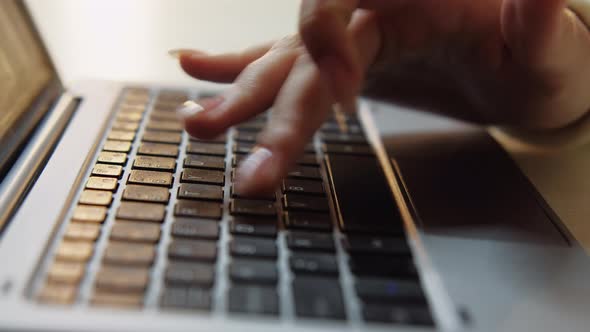 Typing Laptop Work Deadline Female Freelance