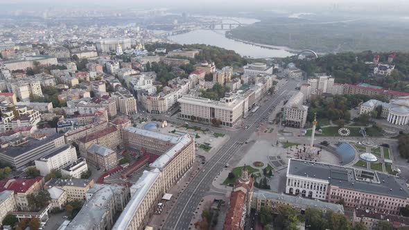 Cityscape of Kyiv, Ukraine. Aerial View, Slow Motion