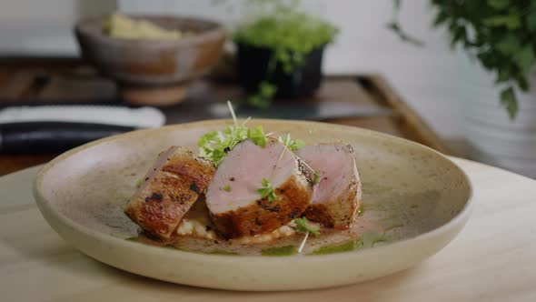 Pork Tenderloin Prepared for Serving