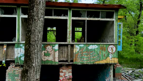 Abandoned old buildings in the forest