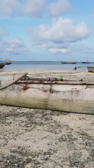 Vertical Video of Low Tide in the Ocean Near the Coast of Zanzibar Tanzania