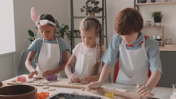 Diverse Kids Using Cookie Cutters