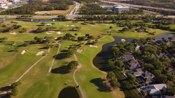 Aerial Video Jupiter Fl Neighborhoods And Golf Course Landscape 4k 30fps